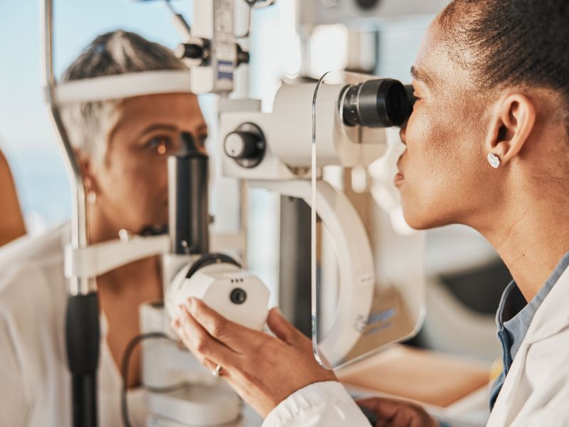 medica avaliando visao de paciente